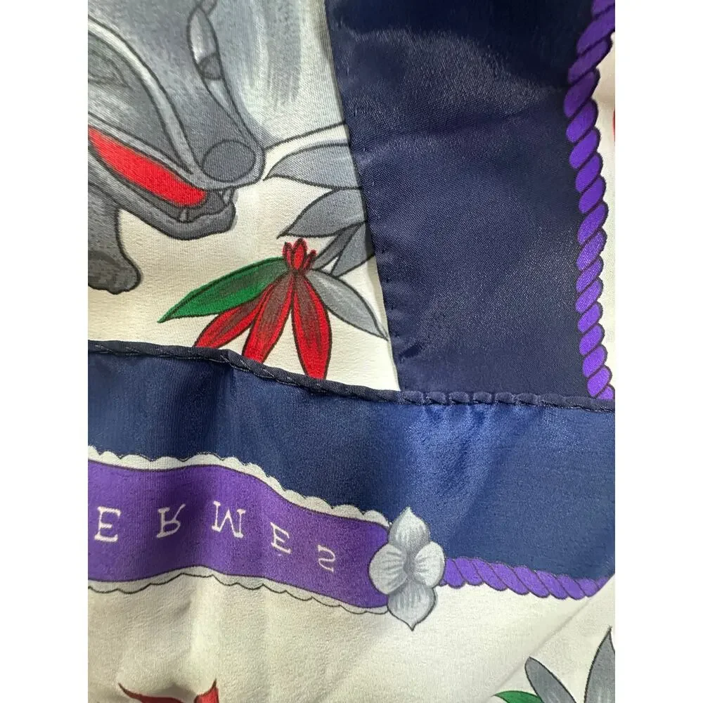 Hermes Silk Scarf Grand Geste Samurai Japanese Warrior Horse Silk Twill 90cm